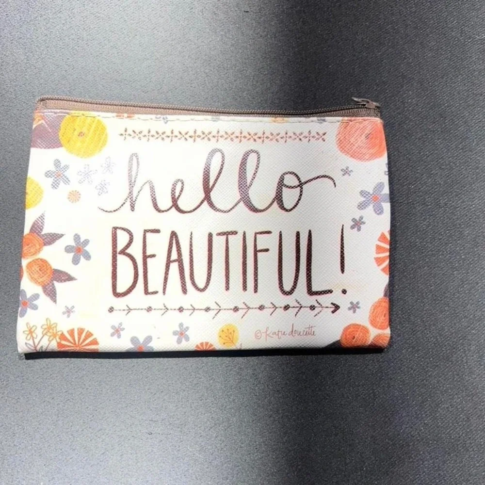 Hello Beautiful floral makeup bag